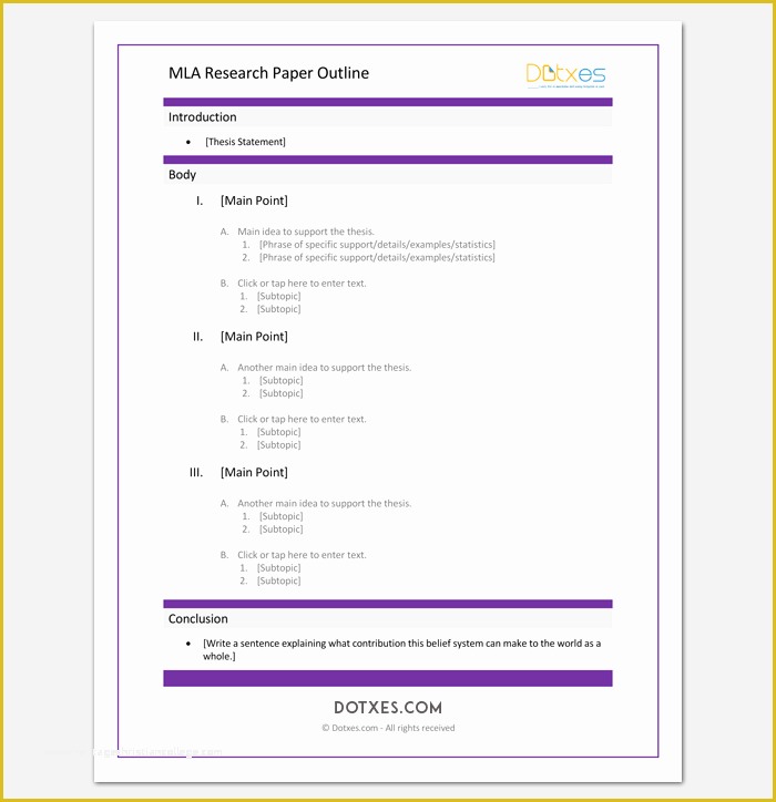 Free Mla Template Of Research Paper Outline Mla format 4 Samples Examples