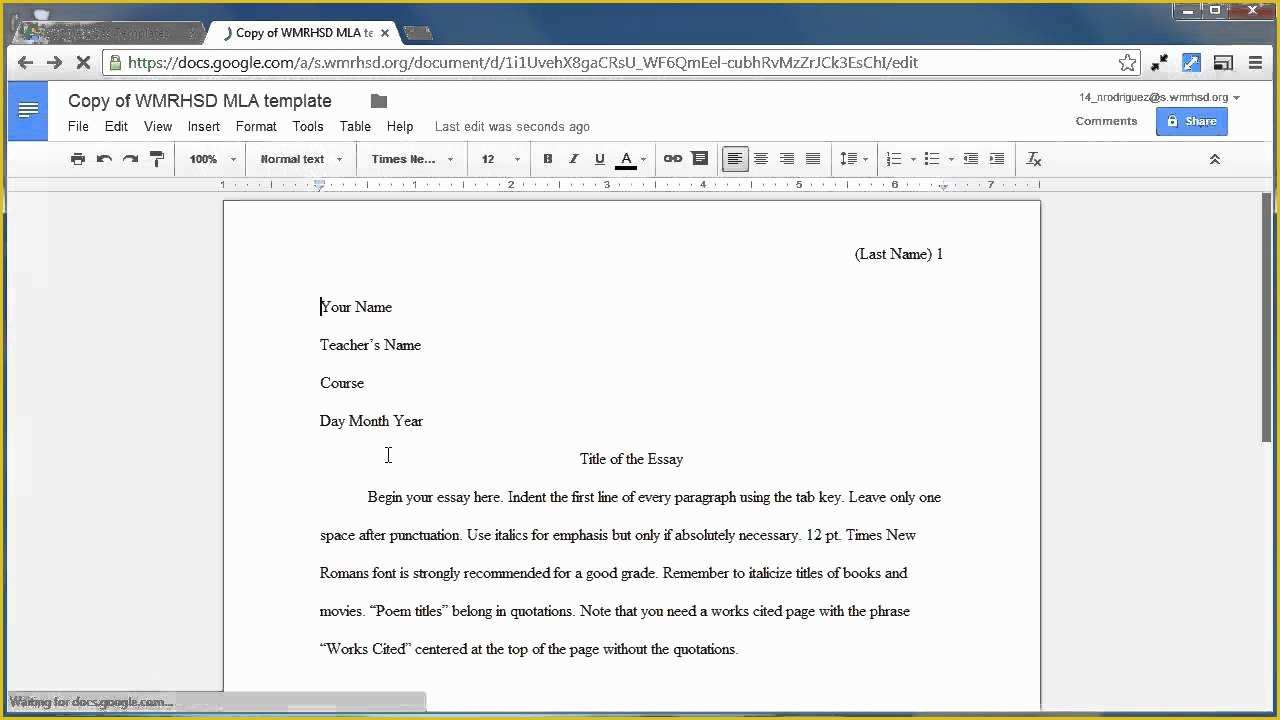 Free Mla Template Of Wmrhsd Mla Template Tutorial