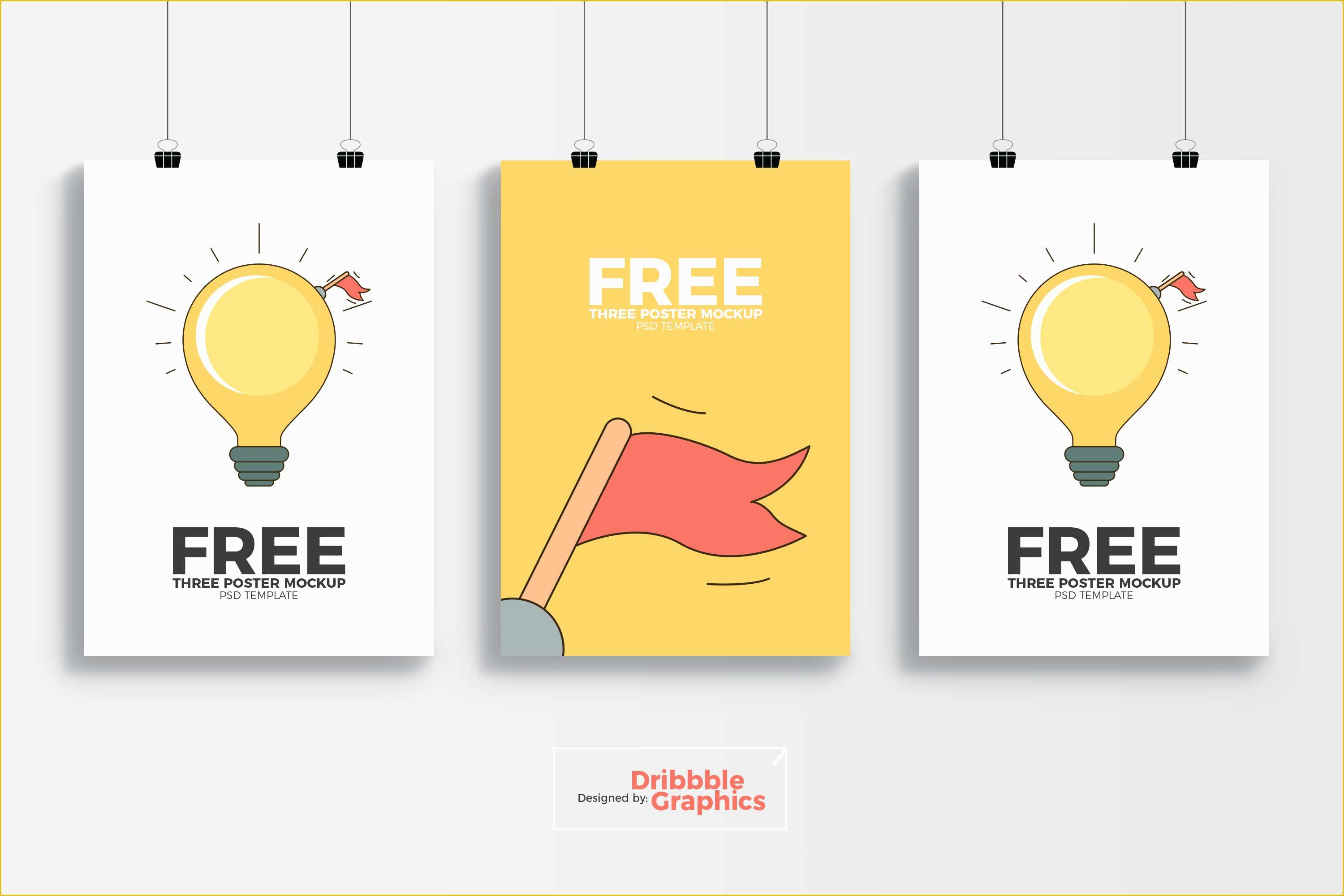 Free Mockup Templates Of Free 3 Poster Mockup Psd Template