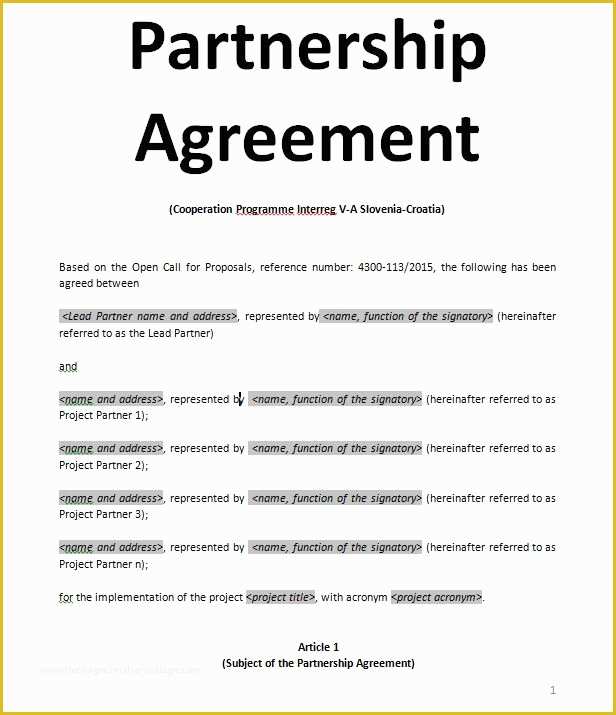 Free Modeling Contract Template Of Exemples Samples Partnership Agreement Doc and Pdf