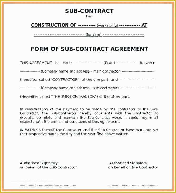 Free Modeling Contract Template Of Independent Contractor Agreement form Subcontractor Free