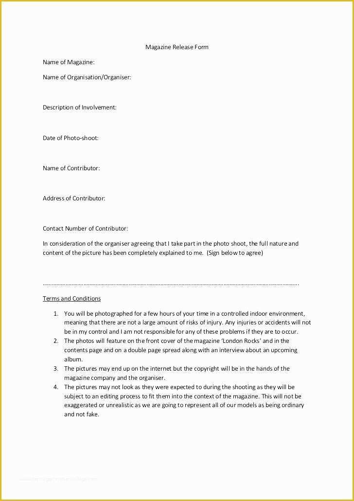Free Modeling Contract Template Of Model Release Contract Template – Gradyjenkins