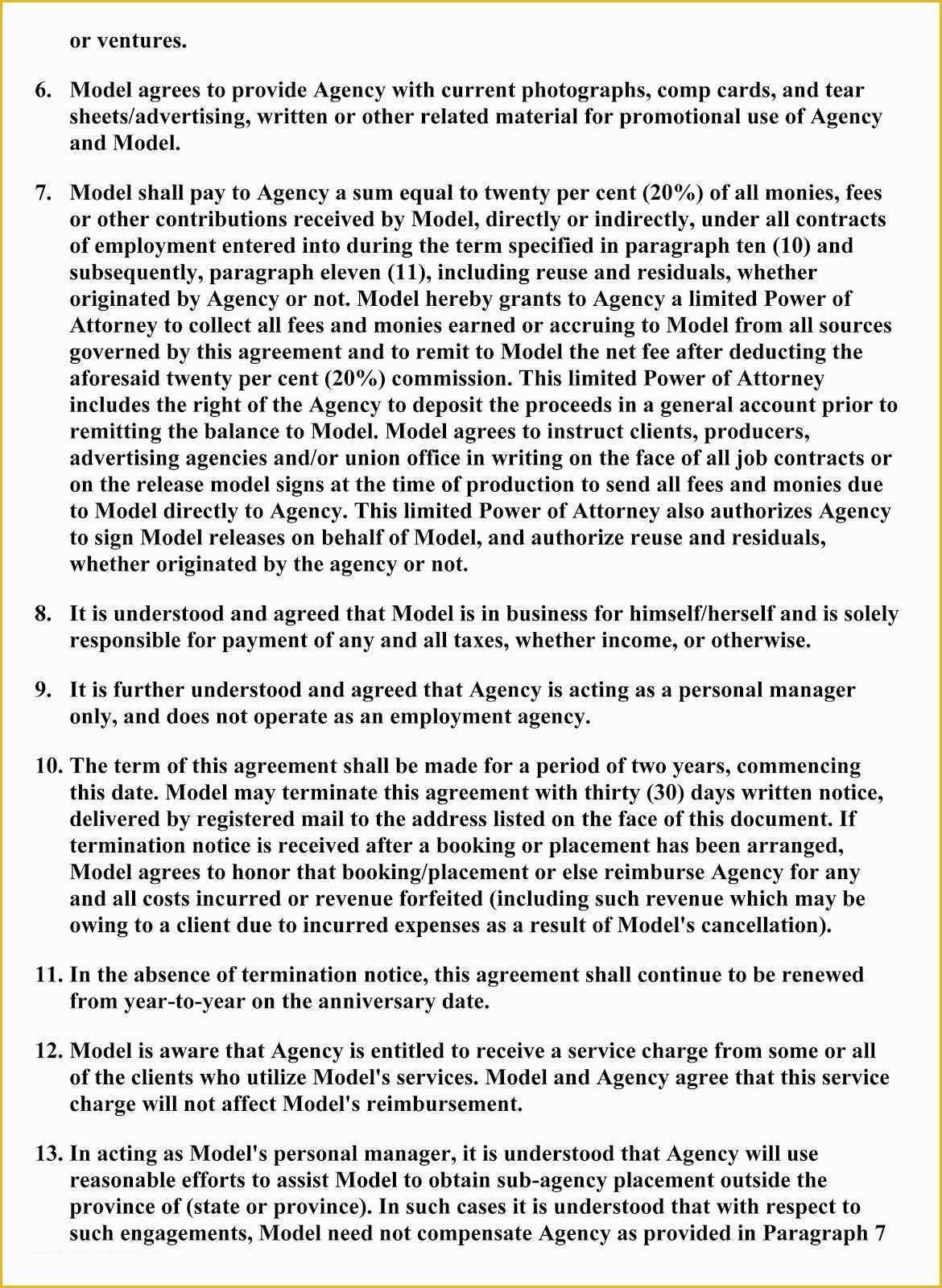 Free Modeling Contract Template Of Modeling Contract Template Free Printable Documents