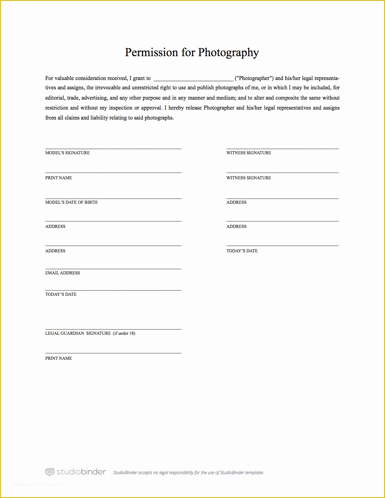 Free Modeling Contract Template Of Pin by Studiobinder On Graphy