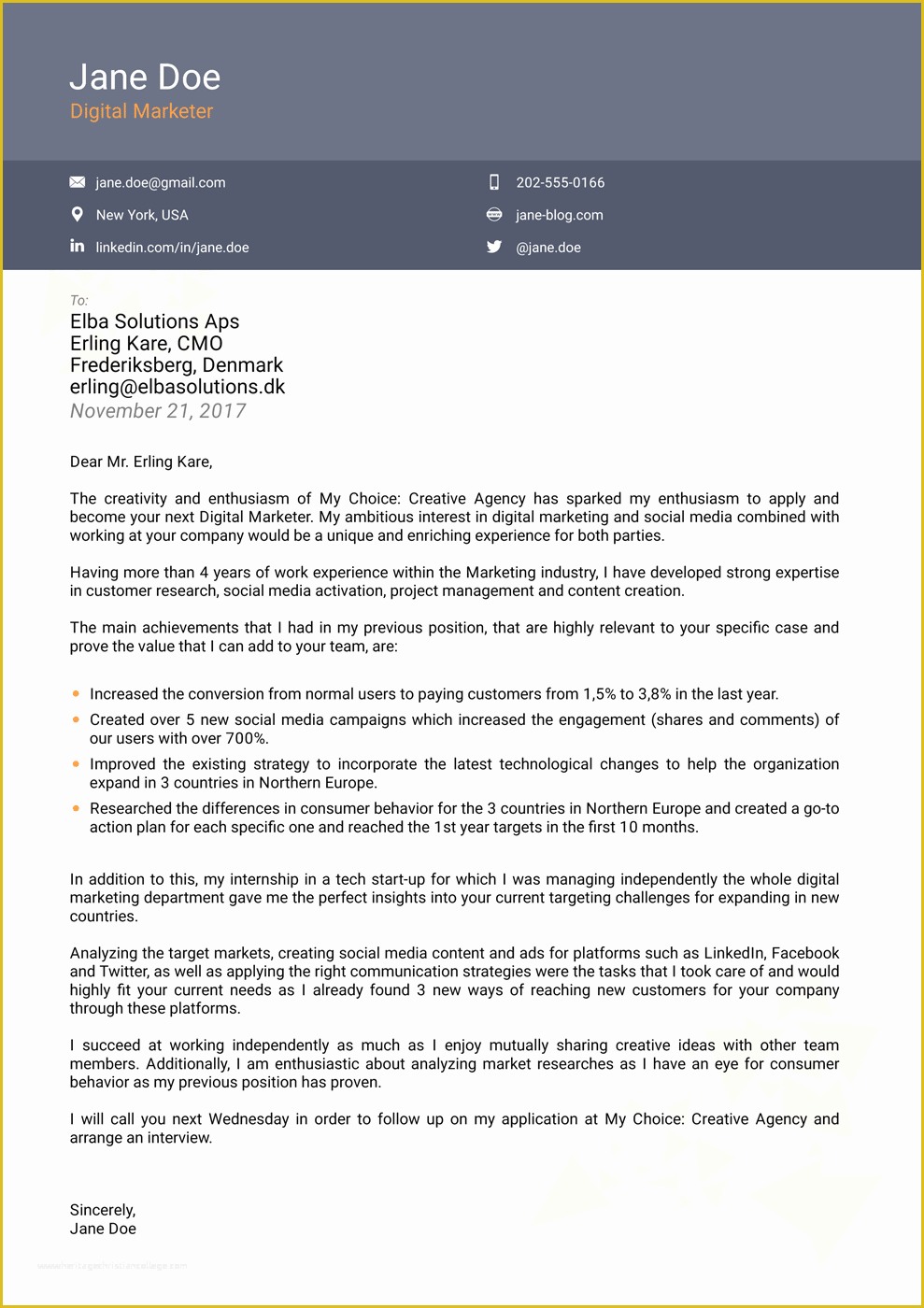 Free Modern Cover Letter Template Of Cover Letter Templates for 2019