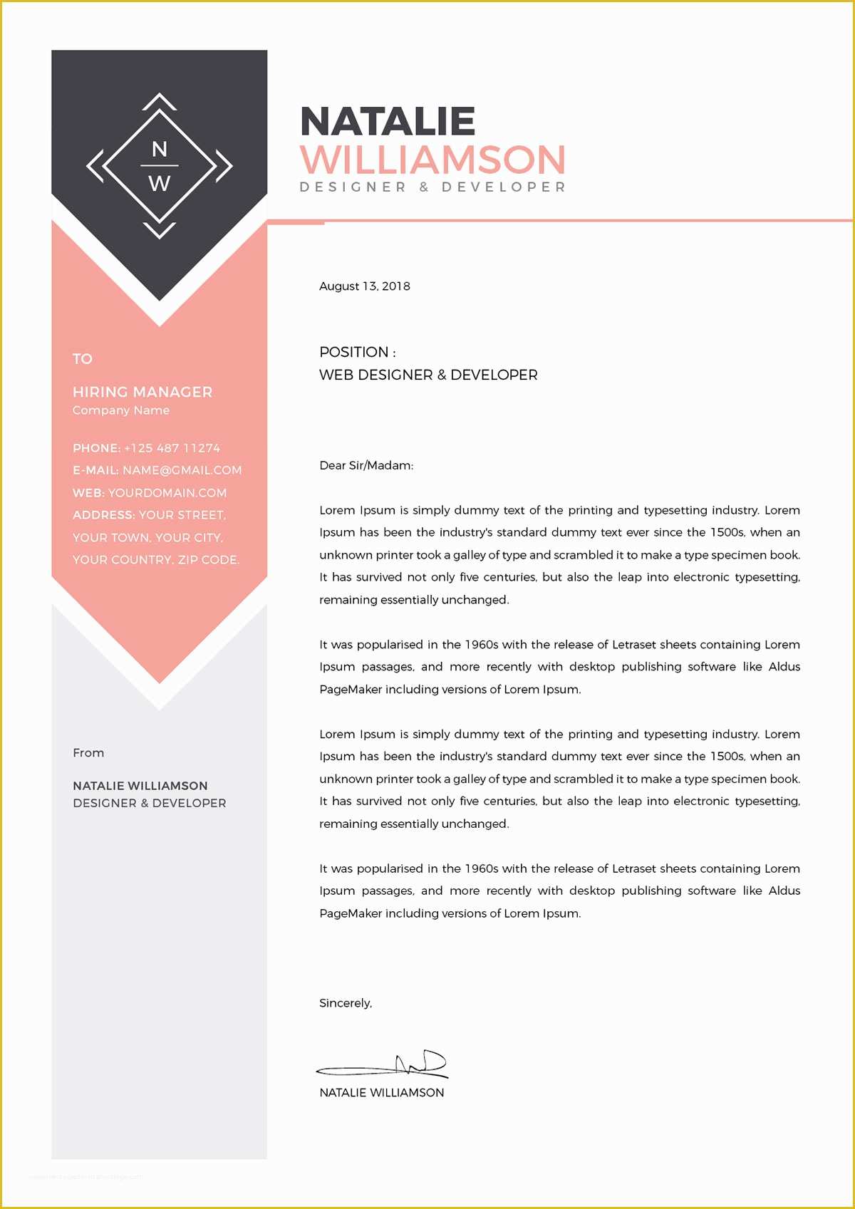 Free Modern Cover Letter Template Of Free Modern Resume Cv Template & Cover Letter In Ai