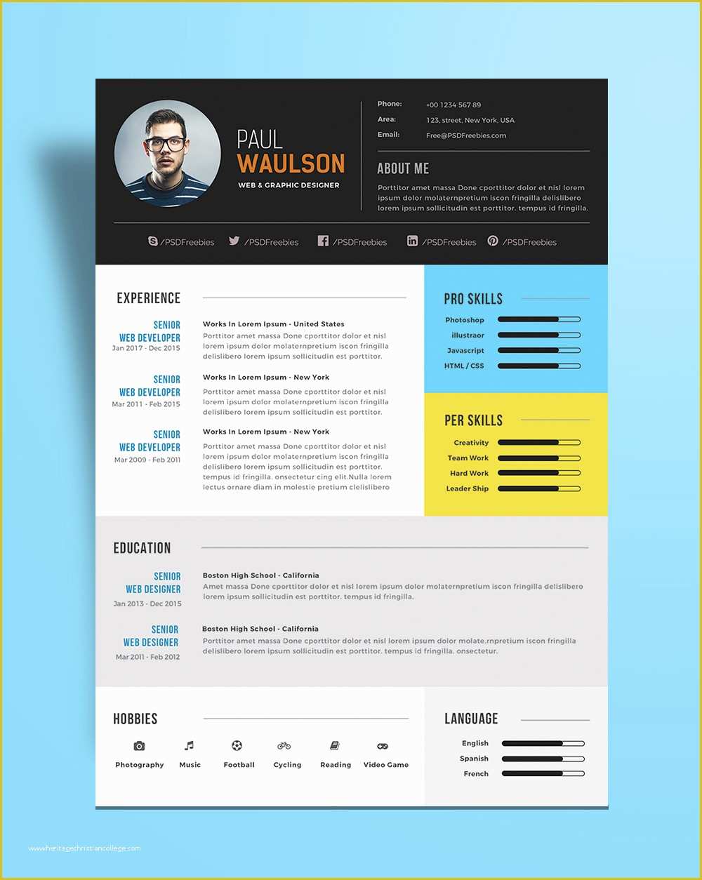 Free Modern Resume Template 2017 Of Free Modern Resume Template for Web Graphic Designer Psd