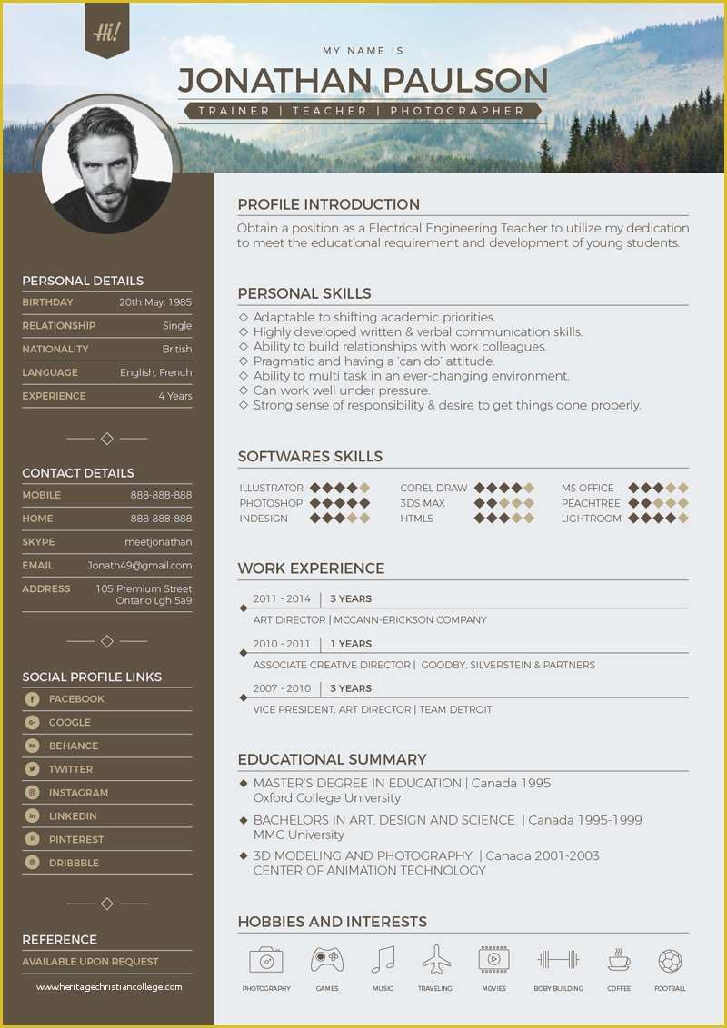 Free Modern Resume Template 2017 Of Free Professional Modern Resume Cv Portfolio Page