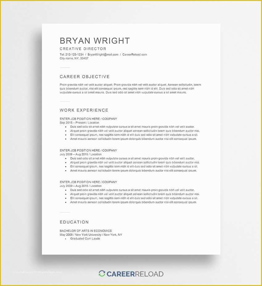Free Modern Resume Templates for Word Of Free Word Resume Templates Microsoft Cv with Modern and