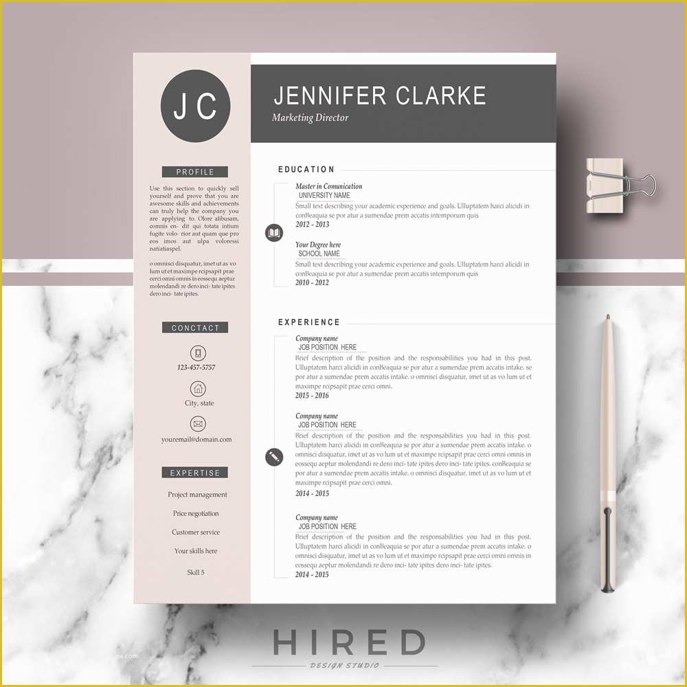 Free Modern Resume Templates for Word Of Resume Templates Hired Design Studio