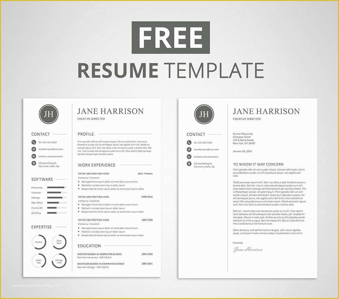 Free Modern Resume Templates Of Free Modern Resume Template that Es with Matching Cover