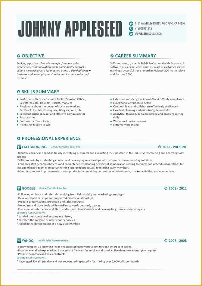 Free Modern Resume Templates Of Resume Template Johnny Appleseed Modern Resume Template