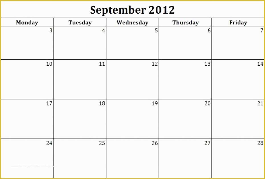 Free Monday Through Friday Calendar Template Of 7 Monthly Calendar Schedule Template Excel