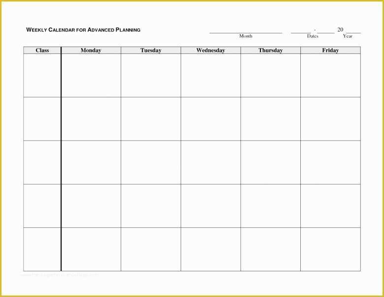 Free Monday Through Friday Calendar Template Of Monday Friday Calendar Template Word Monday Friday