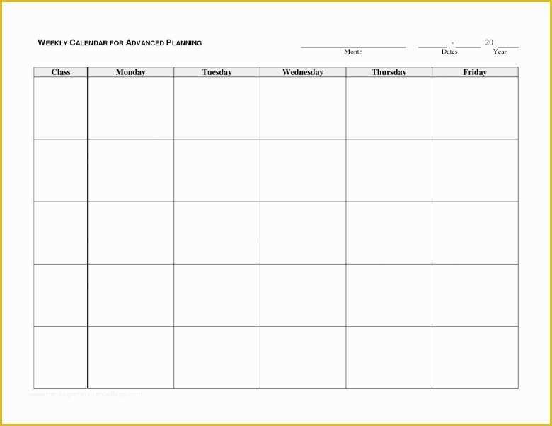 Free Monday Through Friday Calendar Template Of Monday Friday Calendar Template Word Monday Friday