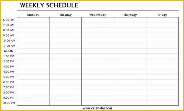 Free Monday Through Friday Calendar Template Of Monday Through Friday Printable Weekly Schedule