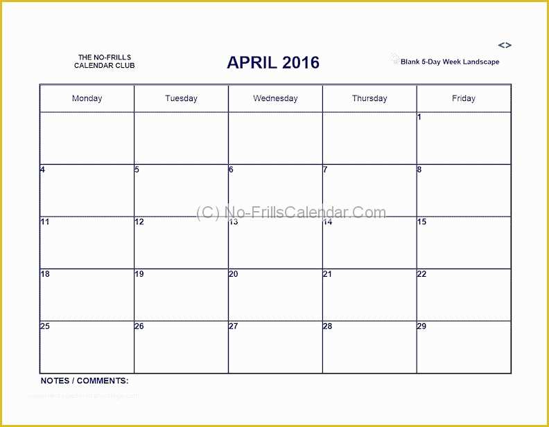 Free Monday Through Friday Calendar Template Of Printable Monday Through Friday Calendar – Calendar