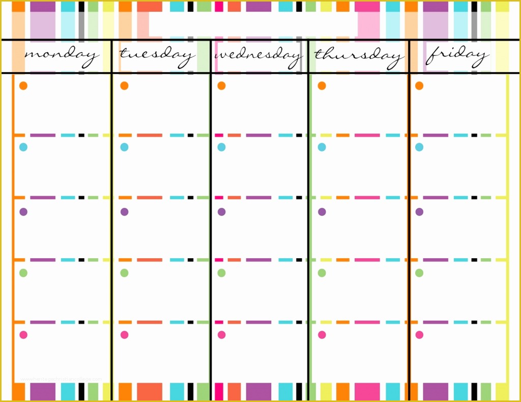 Free Monday Through Friday Calendar Template Of Printable Monday Through Friday Calendar