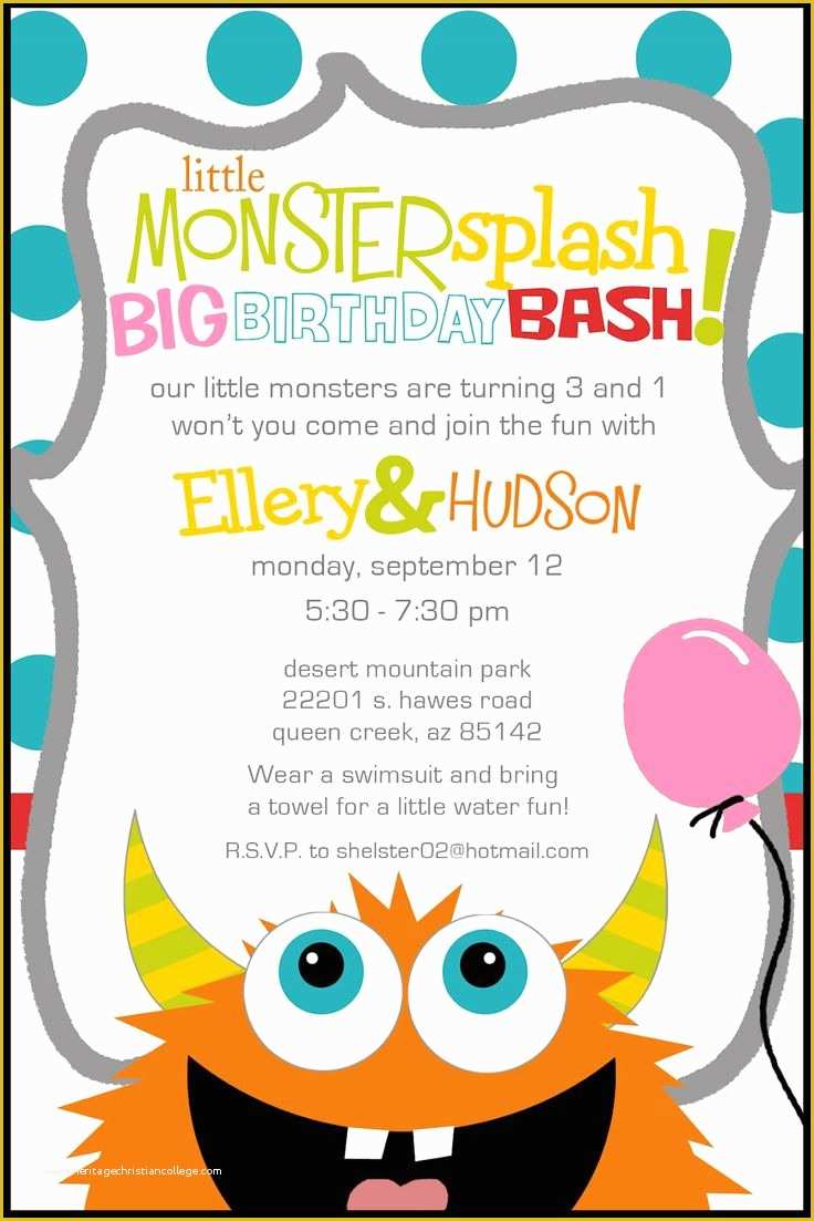 Free Monster Invitation Template Of 1000 Ideas About Monster Birthday Invitations On