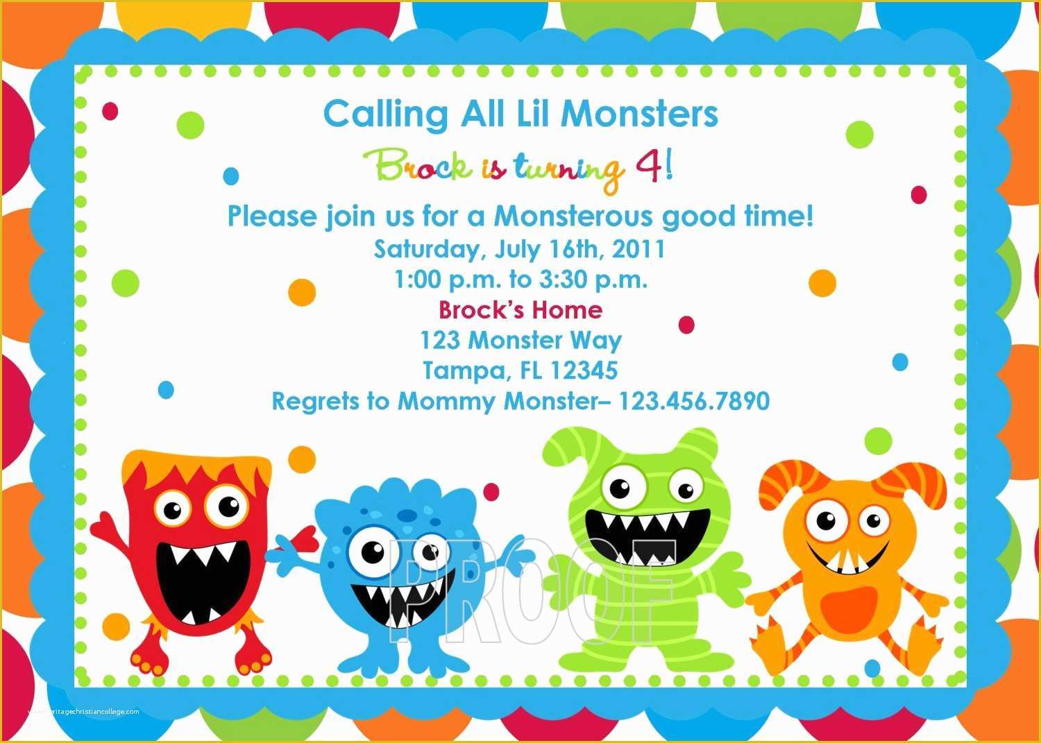 Free Monster Invitation Template Of Adorable Monster Birthday Invitations