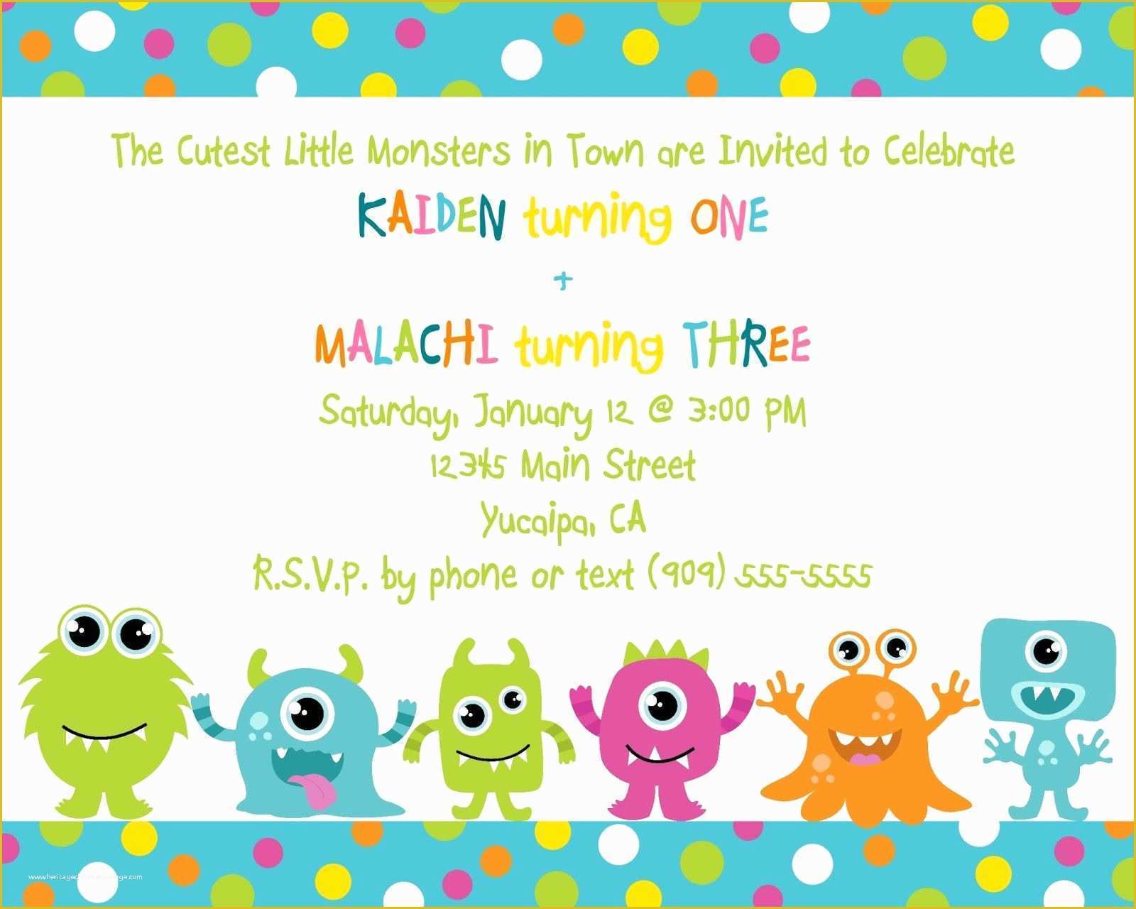 Free Monster Invitation Template Of Cute Little Monster Birthday Invitation Printable
