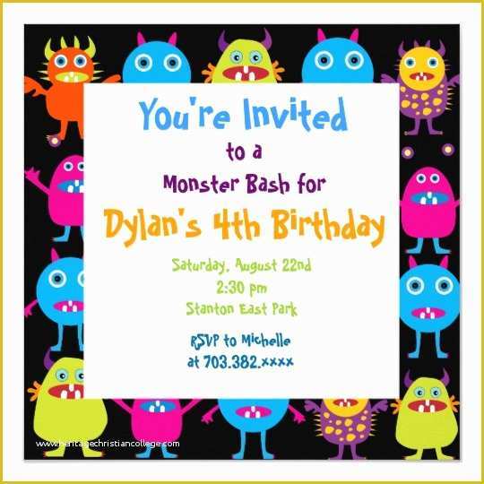 Free Monster Invitation Template Of Cute Monster Birthday Party Invitation Templates