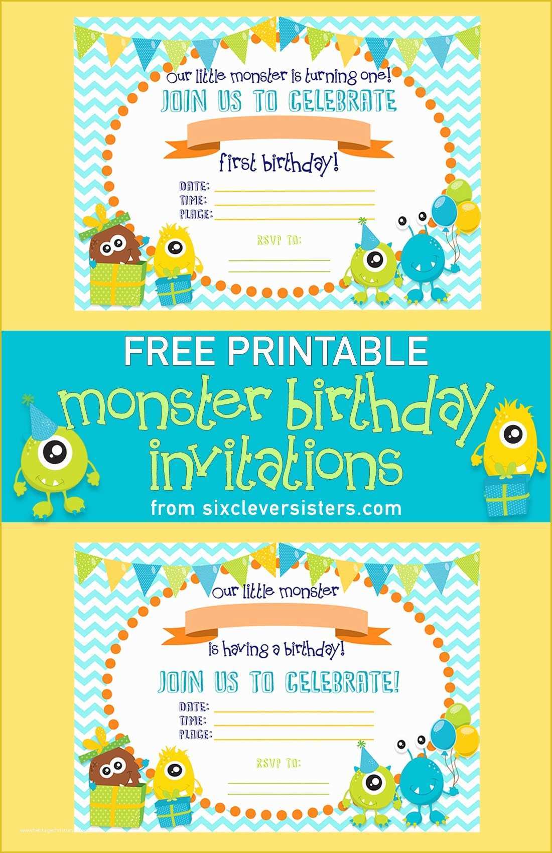 Free Monster Invitation Template Of Free Printable Monster Birthday Invitations Six Clever