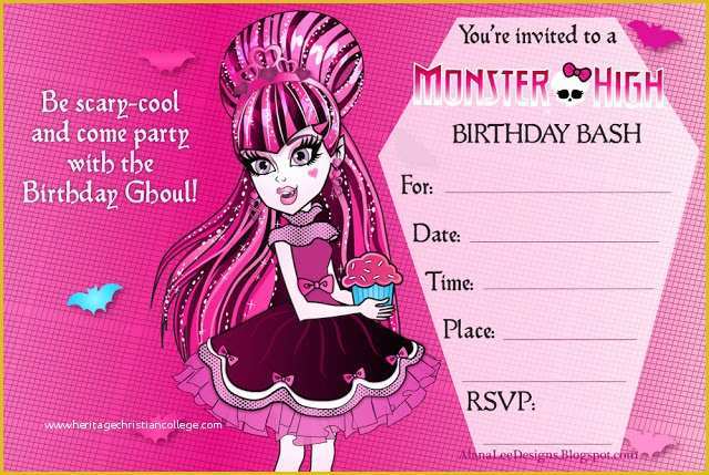 Free Monster Invitation Template Of Free Printable Monster High Party Invitations