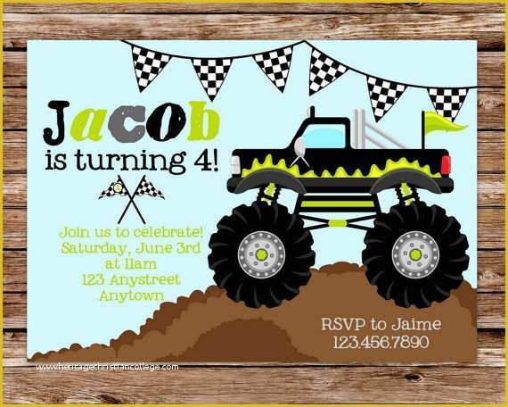 Free Monster Invitation Template Of Free Printable Monster Truck Birthday Invitations