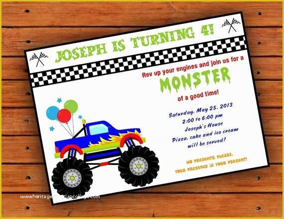 Free Monster Invitation Template Of Items Similar to Monster Truck Party Invitation 4x6 or 5x7