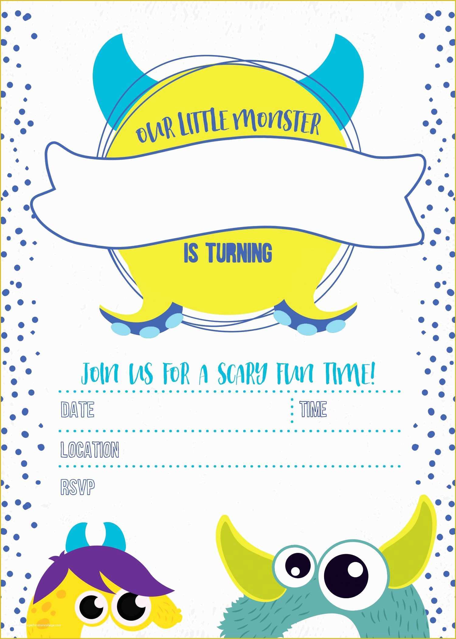 Free Monster Invitation Template Of Monster Birthday Invitation Free Printable