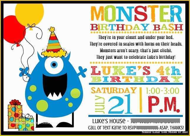 Free Monster Invitation Template Of Monster Birthday Invitations Ideas – Bagvania Free