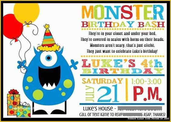 Free Monster Invitation Template Of Monster Birthday Parties Monsters and Invitations On