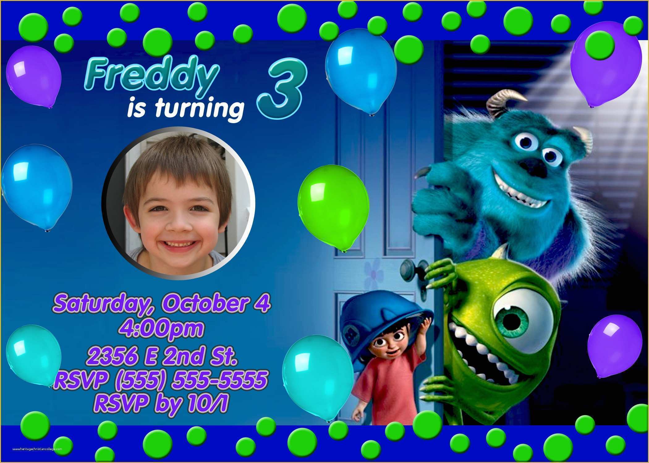 Free Monster Invitation Template Of Monsters Inc 2 University Birthday Invitation