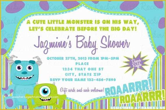Free Monster Invitation Template Of Monsters Inc Baby Shower Invites