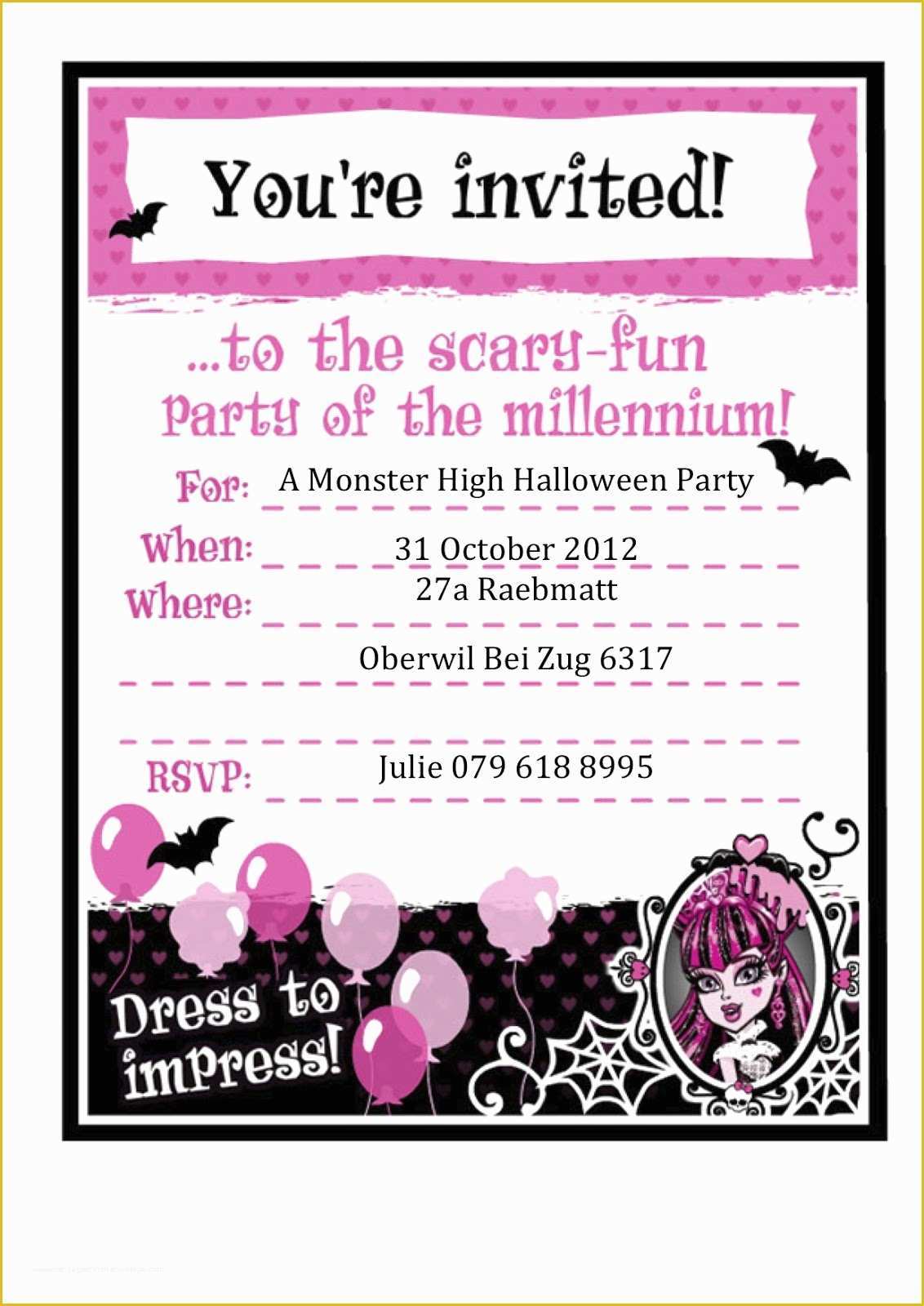 Free Monster Invitation Template Of You are In Good Pany Bad Looks A Monster High Party