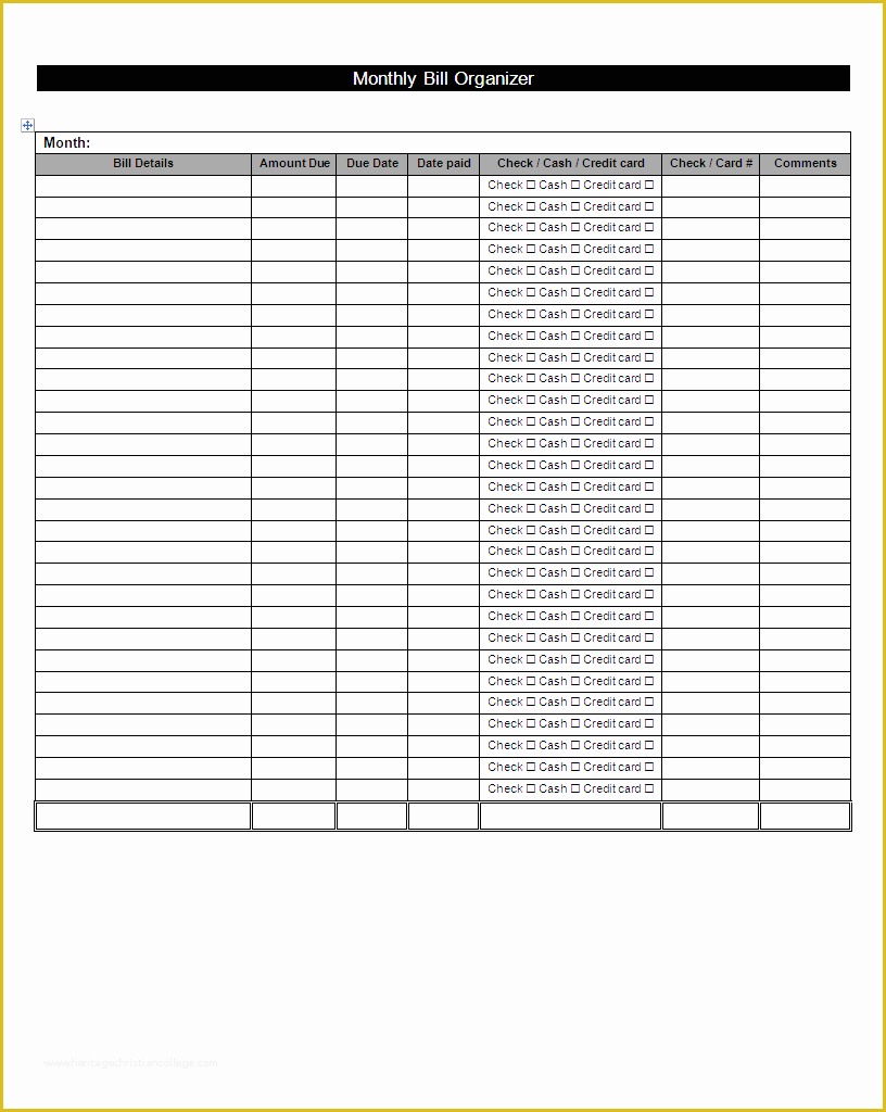 Free Monthly Bill Planner Template Of 5 Best Of Printable organizer Templates Free