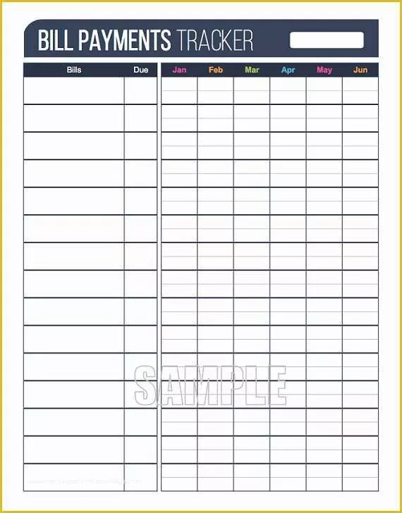 Free Monthly Bill Planner Template Of Bill Payments Tracker Plus Printable Editable Personal