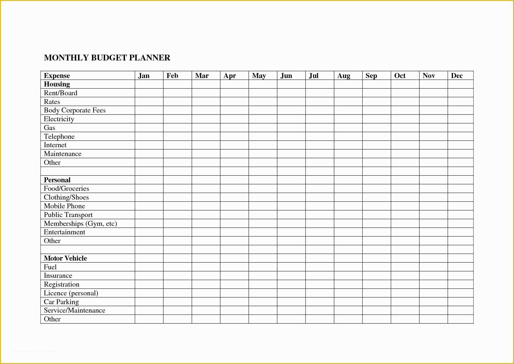 Free Monthly Bill Planner Template Of Bill Spreadsheet