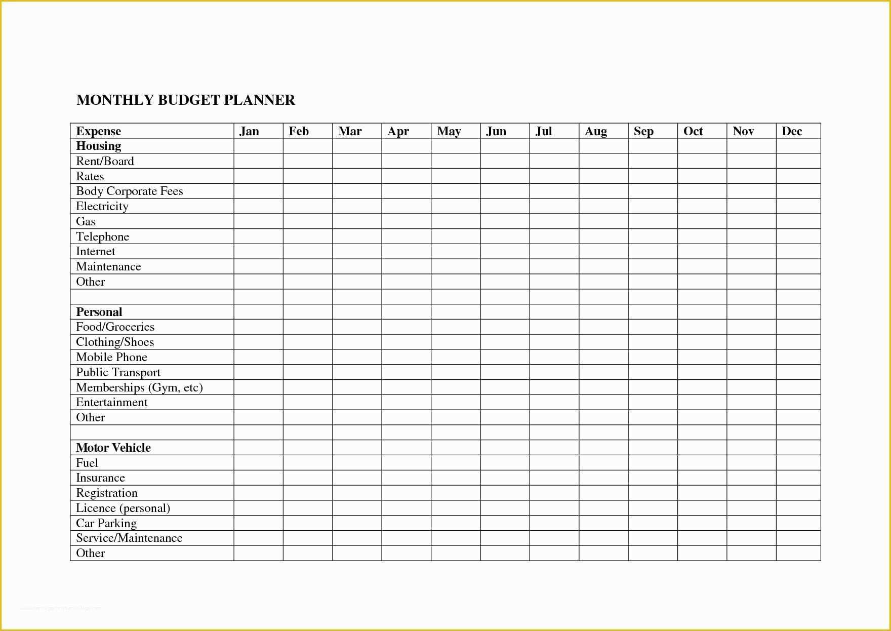 Free Monthly Bill Planner Template Of Bill Spreadsheet
