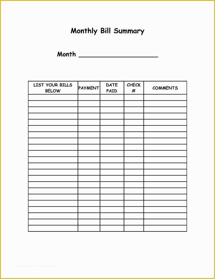 Free Monthly Bill Planner Template Of Blank Bill Worksheet