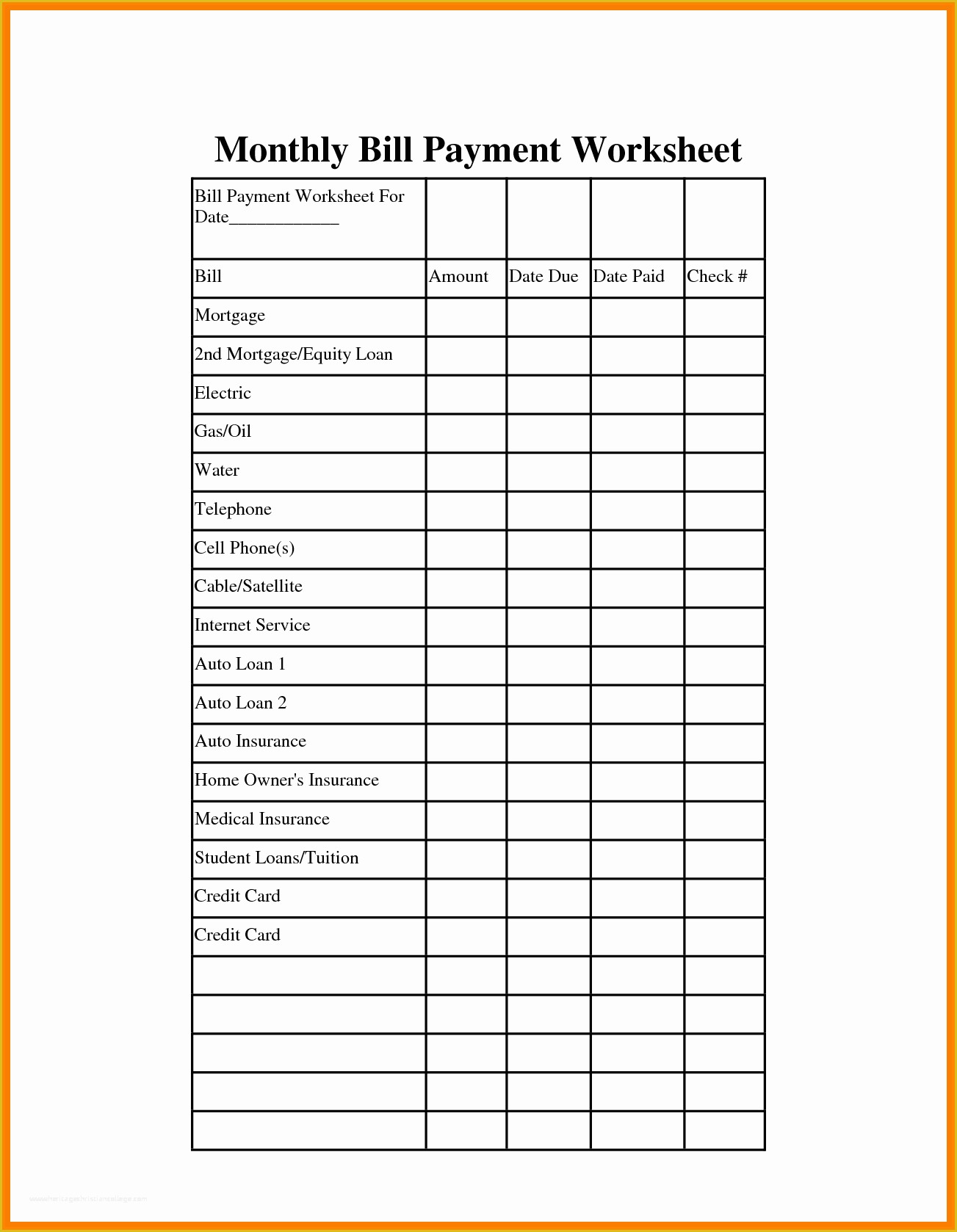 Free Monthly Bill Planner Template Of Monthly Bills Template