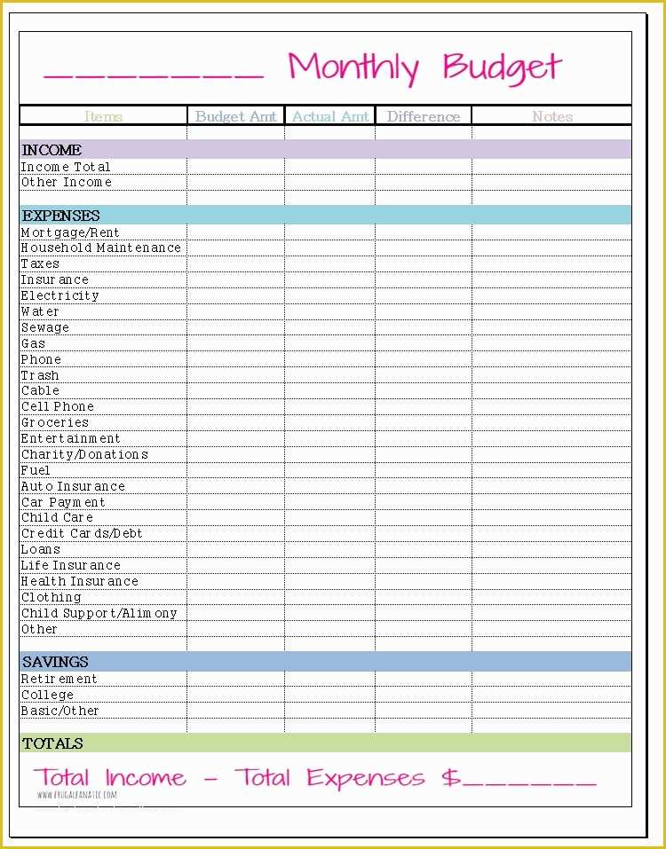 Free Monthly Budget Template Of Free Monthly Bud Template Frugal Fanatic