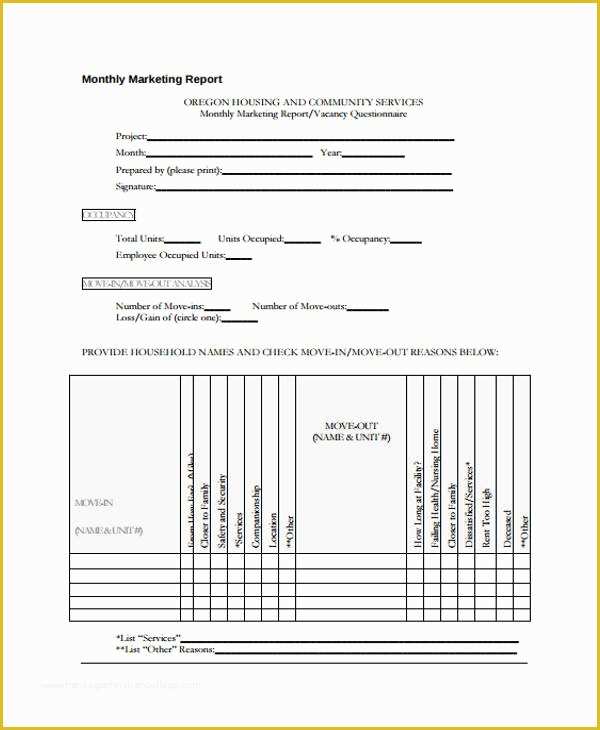 Free Monthly Marketing Report Template Of 37 Monthly Report Samples