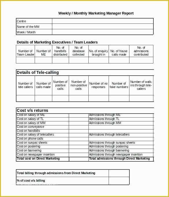 Free Monthly Marketing Report Template Of Monthly Marketing Report Template Excel format