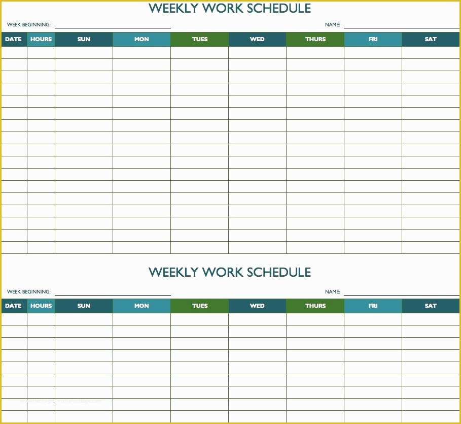 Free Monthly Work Schedule Template Excel Of Free Weekly Schedule Templates for Excel Smartsheet