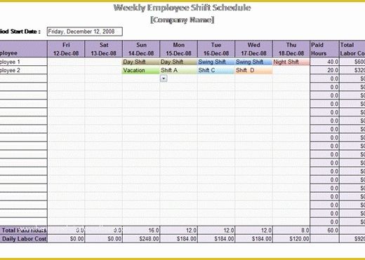 Free Monthly Work Schedule Template Excel Of Work Schedule Template Weekly Employee Shift Schedule