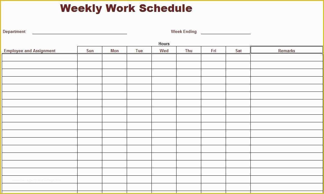 Free Monthly Work Schedule Template Of 9 Best Of Free Printable Weekly Work Schedule