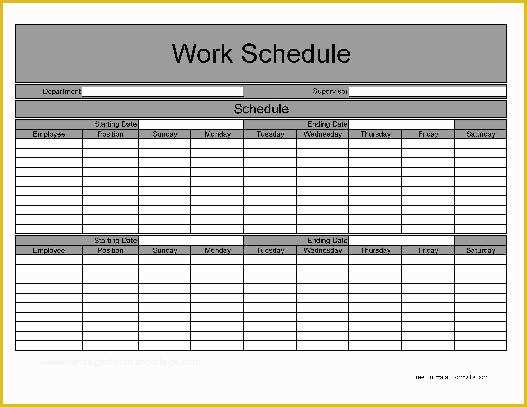 free template for working schedule