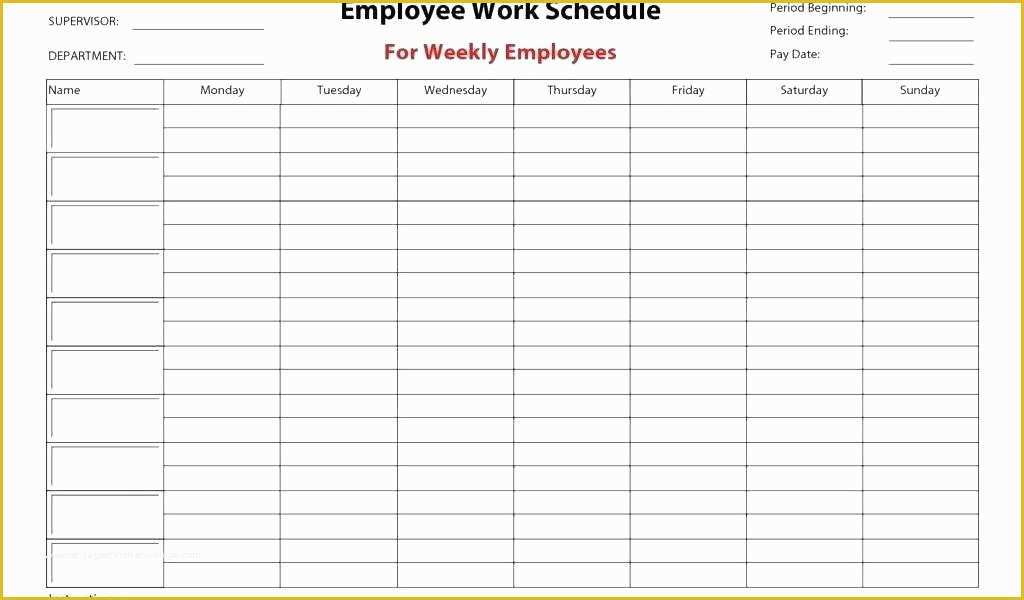 Free Monthly Work Schedule Template Of Bi Weekly Employee Schedule ...